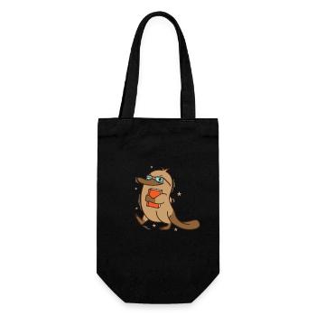 cunning platypus with book and glasses - Gift Bag for Bottles - black - Front