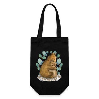 Mom-Mommy Mama-Mami Spruch mit Mama-Bear - Geschenkbeutel für Flaschen - Schwarz - Vorne