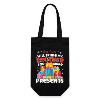 Dear Santa Will Trade Brother Matching Sibling - Gift Bag for Bottles - black - Front