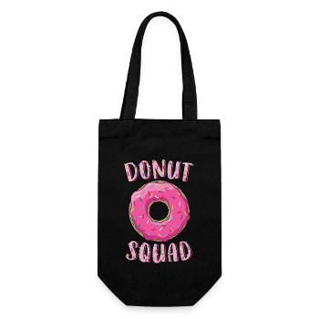 Donut Squad Matching Donut Party Rosa Donut - Geschenkbeutel für Flaschen - Schwarz - Vorne