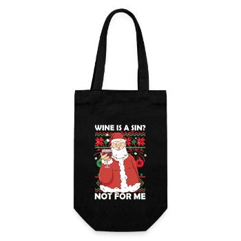 Wein ist eine Sünde nicht für mich Weihnachtsmann Weihnachten - Geschenkbeutel für Flaschen - Schwarz - Vorne