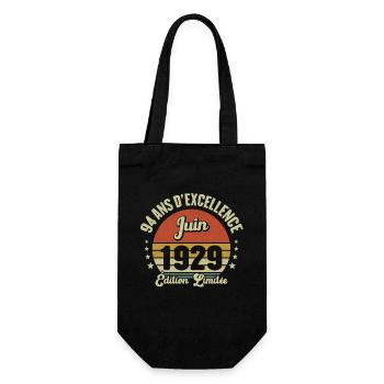 Juin 1929 94 Ans Anniversaire Vintage Idée Cadeau - Sac à bouteille - noir - Devant
