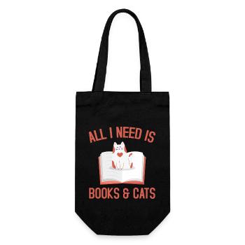 All I need is books - Geschenkbeutel für Flaschen - Schwarz - Vorne