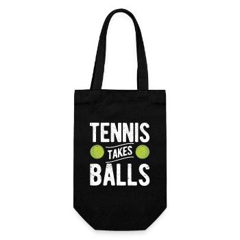 Tennis nimmt Bälle lustig Sportspieler Trainer Fan - Geschenkbeutel für Flaschen - Schwarz - Vorne