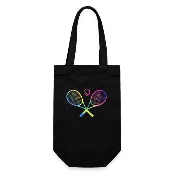 tennis crossed racquets ball funny sport games - Gift Bag for Bottles - black - Front