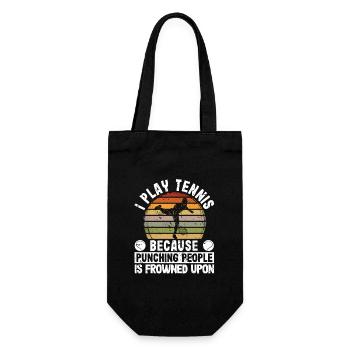 Funny, I play tennis because it's frowned upon - Gift Bag for Bottles - black - Front