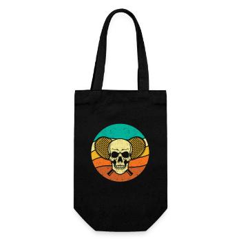 Tennis Skull Player Coach Fan Funny Sport - Gift Bag for Bottles - black - Front