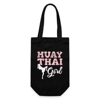 Muay Thai Girl Muay Thai Fighter Kickboxer Kickboxing - Gift Bag for Bottles - black - Front