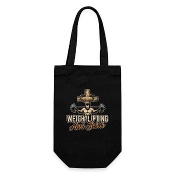 Funny I Like Weightlifting & Jesus Christian Worko - Gift Bag for Bottles - black - Front