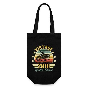 Vintage 2010 Retro Motorcycle Birthday Gift - Gift Bag for Bottles - black - Front