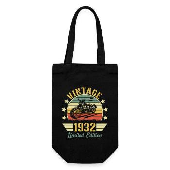 Vintage 1932 Retro Motorcycle Birthday Gift - Gift Bag for Bottles - black - Front