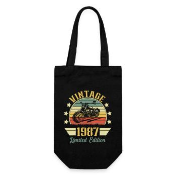 Vintage 1987 Retro Motorcycle Birthday Gift - Gift Bag for Bottles - black - Front