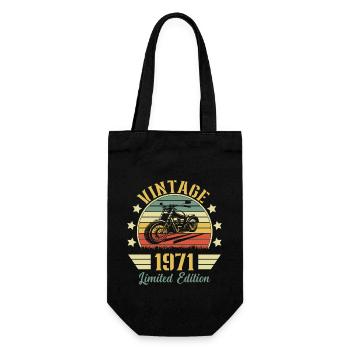 Vintage 1971 Retro Motorcycle Birthday Gift - Gift Bag for Bottles - black - Front