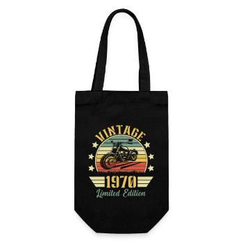 Vintage 1970 Retro Motorcycle Birthday Gift - Gift Bag for Bottles - black - Front
