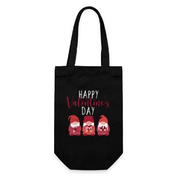 Happy Valentines Day Gnome Liebe Gnome Paar - Geschenkbeutel für Flaschen - Schwarz - Vorne