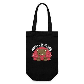 Happy Valentine's Day Bear Hearts Love Heart - Geschenkbeutel für Flaschen - Schwarz - Vorne