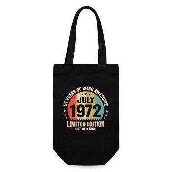 July 1972 51 Years Anniversary Vintage Gift - Gift Bag for Bottles - black - Front