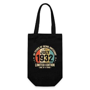 Juli 1932 91 Jahre Jubiläumsgeschenk - Geschenkbeutel für Flaschen - Schwarz - Vorne