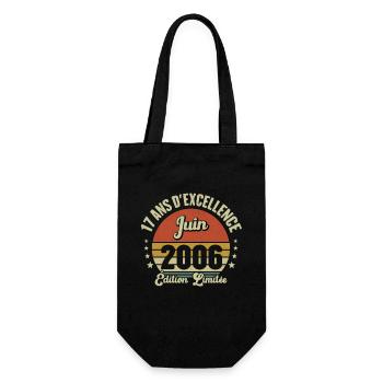 Juin 2006 17 Ans Anniversaire Vintage Idée Cadeau - Sac à bouteille - noir - Devant