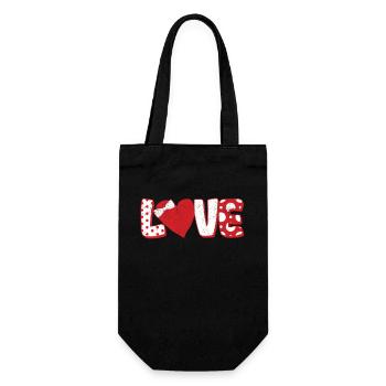 Polka Dot Liebe Herz Fliege Valentinstag Paare - Geschenkbeutel für Flaschen - Schwarz - Vorne