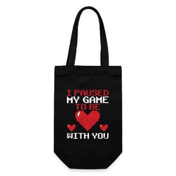 Ich habe mein Spiel unterbrochen, um bei dir zu - Geschenkbeutel für Flaschen - Schwarz - Vorne