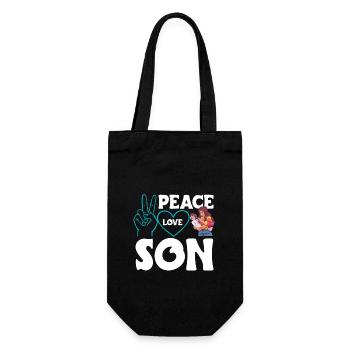 Peace Love Mom Son Boy - Gift Bag for Bottles - black - Front
