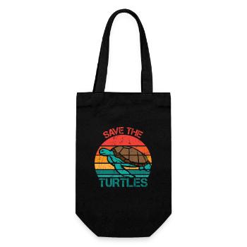 Save Turtles Retro Ocean Sun - Geschenkbeutel für Flaschen - Schwarz - Vorne