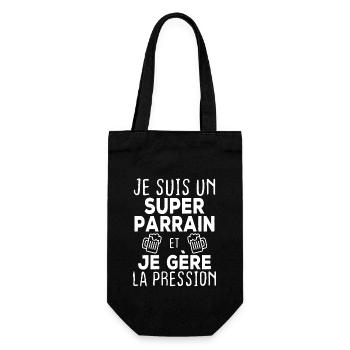Je suis un super parrain, Humour cadeau parrain - Sac à bouteille - noir - Devant