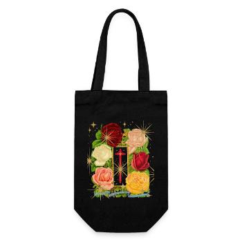 Jesus, Jesus Christus, vintage-Rosenmotiv Spruch - Geschenkbeutel für Flaschen - Schwarz - Vorne
