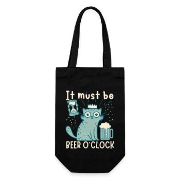 Cat drinks beer, funny saying with beer mug - Gift Bag for Bottles - black - Front