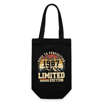Einzigartig seit 1987 - Geschenkbeutel für Flaschen - Schwarz - Vorne