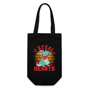 Funny Valentine's Day Dinosaur T Rex Lovers - Gift Bag for Bottles - black - Front