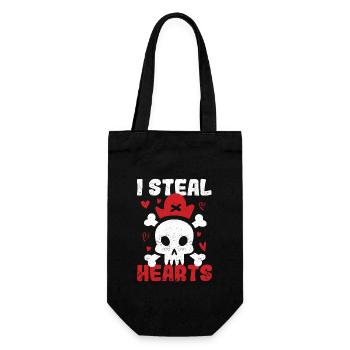 I Steal Hearts Valentinstag Pirat Totenkopf - Geschenkbeutel für Flaschen - Schwarz - Vorne