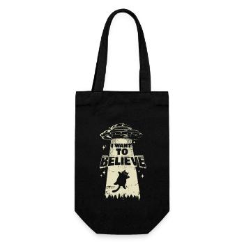 Je veux croire - Un chat est kidnappé par un OVNI - Sac à bouteille - noir - Devant
