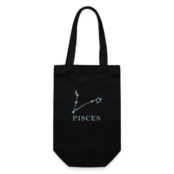 Sternkonstellation Sternzeichen Fische Pisces - Geschenkbeutel für Flaschen - Schwarz - Vorne