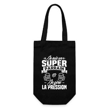 Je suis un super parrain, Humour cadeau parrain - Sac à bouteille - noir - Devant