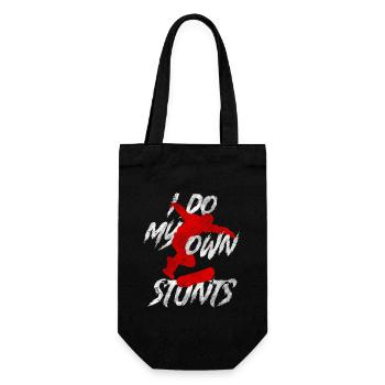 Skater Skateboard Cool Kickflip I Do My Own Stunts - Gift Bag for Bottles - black - Front