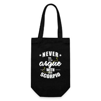 Sternzeichen Never argue with an Scorpio - Geschenkbeutel für Flaschen - Schwarz - Vorne