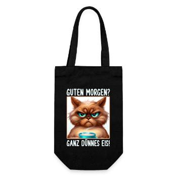 Kaffee Morgenmuffel Mitarbeiter Kaffee Katze - Geschenkbeutel für Flaschen - Schwarz - Vorne