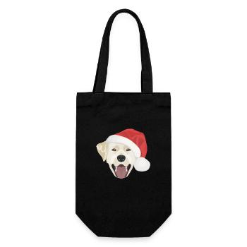Labrador Frohe Weihnachten - Geschenkbeutel für Flaschen - Schwarz - Vorne