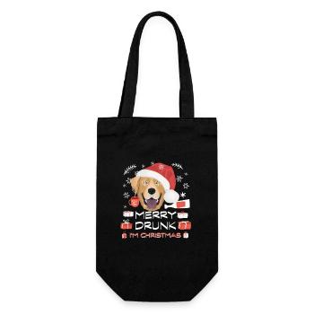 Labrador Weihnachtsmarkt - Geschenkbeutel für Flaschen - Schwarz - Vorne
