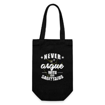 Sternzeichen Never argue with an Sagittarius - Geschenkbeutel für Flaschen - Schwarz - Vorne