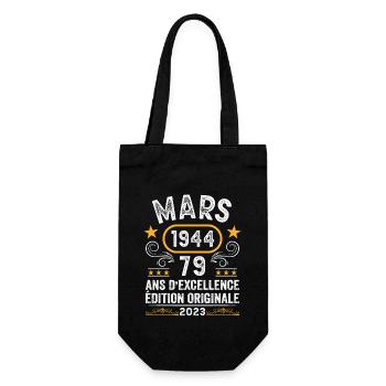 Anniversaire Vintage Idée Cadeau Mars 1944 79 - Sac à bouteille - noir - Devant