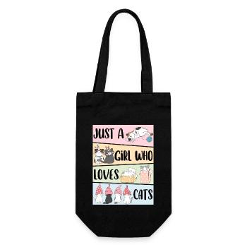 Nur ein Mädchen, das Cats liebt Cute Cat Lover Kawaii - Geschenkbeutel für Flaschen - Schwarz - Vorne