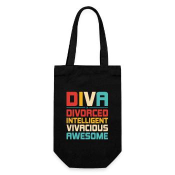 DIVA - Divoced Intelligent Vivacious Awesome Divor - Geschenkbeutel für Flaschen - Schwarz - Vorne