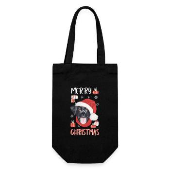 Labrador Frohe Weihnachten - Geschenkbeutel für Flaschen - Schwarz - Vorne