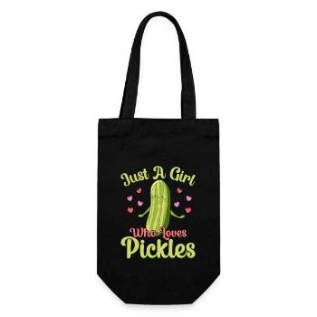 Just A Girl Who Loves Pickles Cucumber Pickle - Geschenkbeutel für Flaschen - Schwarz - Vorne