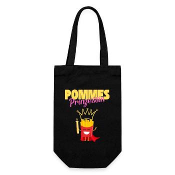 Pommes Prinzessin Fritten Kartoffel Spaß - Geschenkbeutel für Flaschen - Schwarz - Vorne