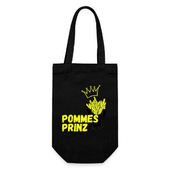 Pommes Prinz Fritten Pommesliebe Kartoffel - Geschenkbeutel für Flaschen - Schwarz - Vorne