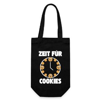 Zeit für Cookies Kekse Gebäck Plätzchen - Geschenkbeutel für Flaschen - Schwarz - Vorne